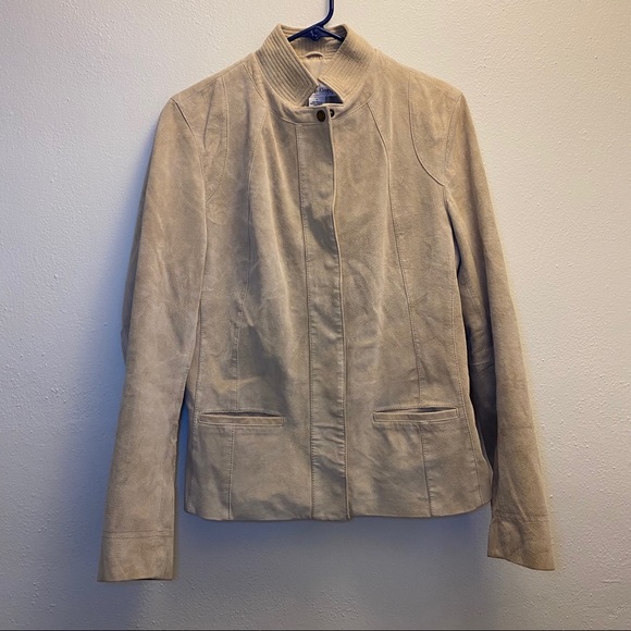 Calvin Klein Jackets & Blazers - Calvin Klein Beige Leather Suede Jacket Size Large